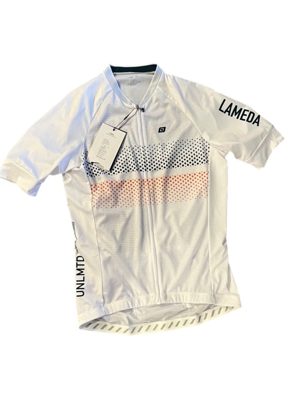 Lameda Mens Cycling Jersey Breathable Quick-Dry Fabric White Orange Navy M